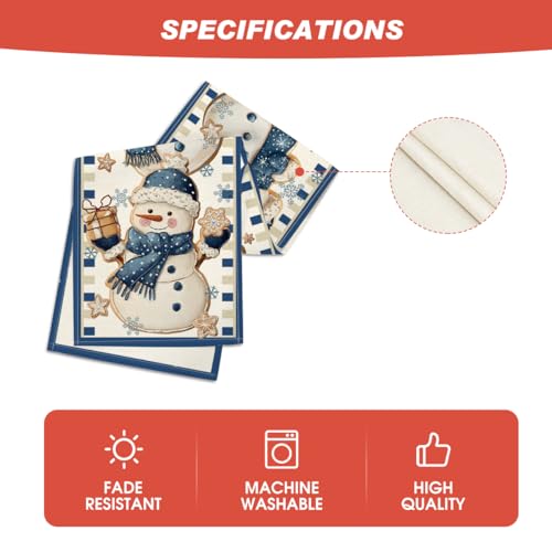 Snowman Gift Winter Table Runner 13x120 Inches Blue Holiday Decor