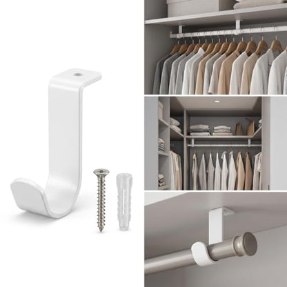 Ceiling Mount Curtain Rod Brackets 3 Pack for 5/8 to 1 Inch Rods - White