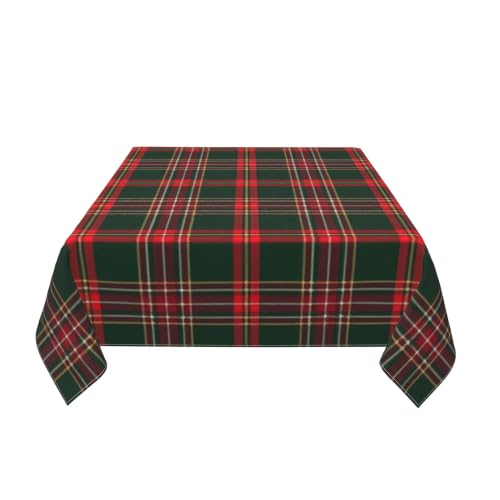 Checkered Christmas Tablecloth Square 54x54 Plaid Holiday Decor - Red Green Xmas