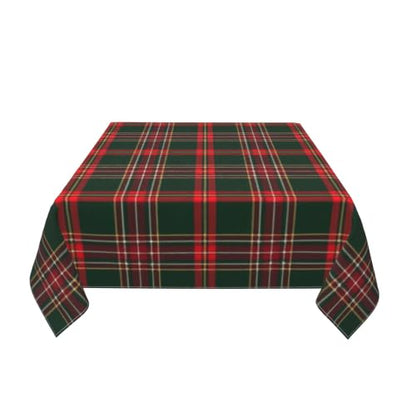 Checkered Christmas Tablecloth Square 54x54 Plaid Holiday Decor - Red Green Xmas