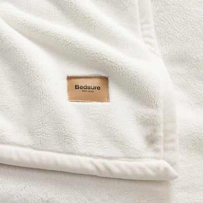 Bedsure Heavy Warm Twin XL Blanket Cream 66x90 Inch Flannel Anti-Static