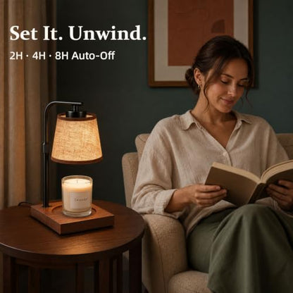 Black Dimmable Candle Warmer Lamp with Timer - L-Shape Table Light