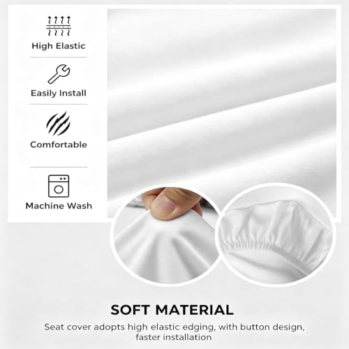 Double Love White 2-Piece Office Chair Cover Set Stretchable Seat & Back Slipcover