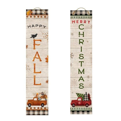 Fall Double Sided Reversible Pine Porch Leaner FW Truck - 47x9.5, Seasonal Decor