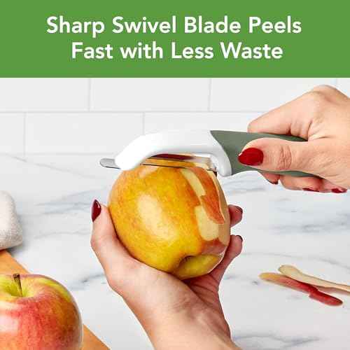 Tovolo Precision Peeler, Non-Slip, Stainless Steel Tip, Dishwasher Safe, Thyme