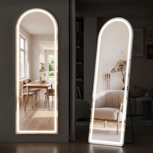 Lighted Full Length Mirror with LED Lights 64x21 inches - Modern Floor & Wall Mirror