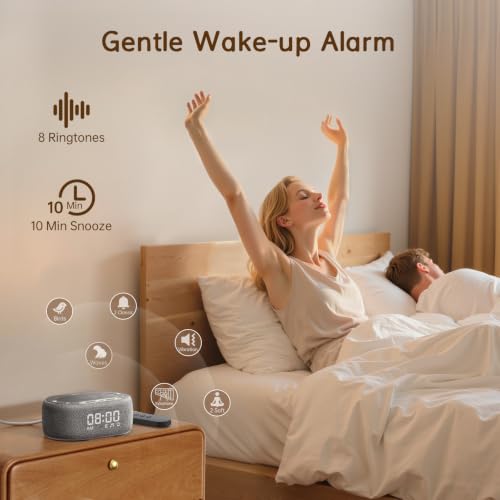 White Noise Machine with Alarm Clock - Sleep Aid & Bedside Speaker