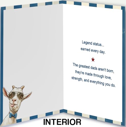 Dad Birthday Card - Funny G.O.A.T. Vintage Goat Design for Dad from Son & Daughter - Variation LI-416