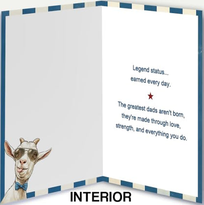 Dad Birthday Card - Funny G.O.A.T. Vintage Goat Design for Dad from Son & Daughter - Variation LI-416