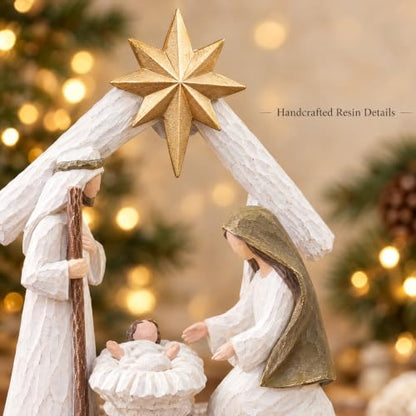 Large Nativity Scene Set - 12 Pcs Resin Miniature Holy Family Religious Christmas Decor