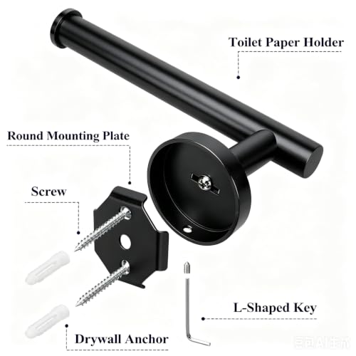 Wall Mount Toilet Paper Holder Matte Black Stainless Steel Bathroom Accessory