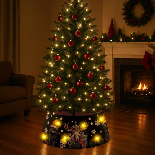LED Christmas Tree Collar with Spooky Black Ring for Holiday Decor
