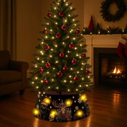 LED Christmas Tree Collar with Spooky Black Ring for Holiday Decor