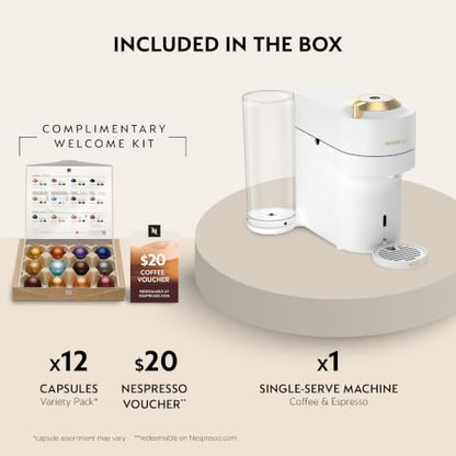 Nespresso Vertuo Pop+ Deluxe Coffee & Espresso Maker White & Gold