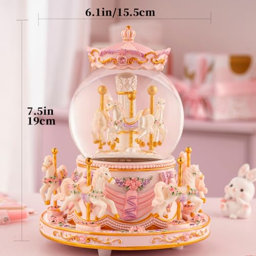 Snow Globe Music Box Daughter Gift Pink Variation A-Pink M
