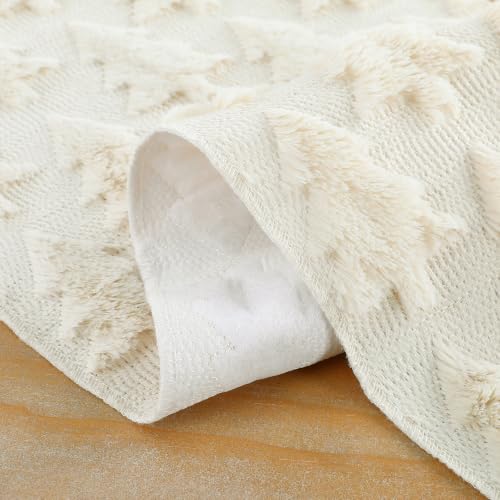 Faux Fur Christmas Table Runner Beige 13x60 Inch Soft Plush Holiday Decor