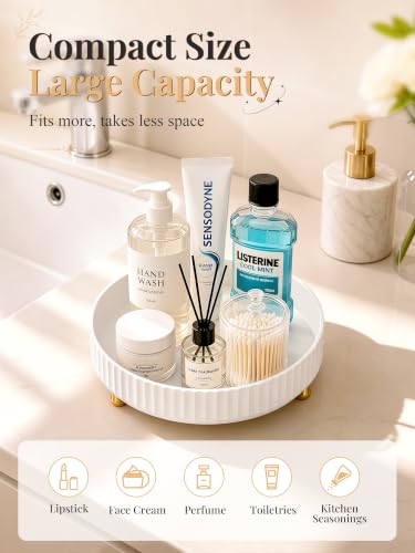 Niunuerga White Rotating Makeup Organizer - Perfume & Skincare Vanity Tray