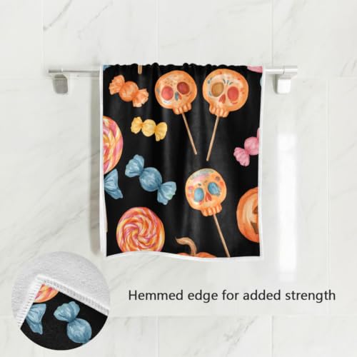 Halloween Pumpkin Lollipop Hand Towel - Ultra Soft Absorbent Kitchen & Bathroom