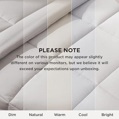 Bedsure Comforter Duvet Insert - Quilted Comforters Oversize Queen, All Season Duvet, GentleSoft Down Alternative Bedding, with 8 Tabs, Gifts for Women/Men, Light Grey, Oversize Queen 98 x 98 Inches