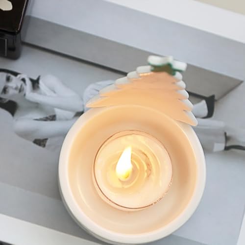 Christmas Tree Candle Holder Ceramic Holiday Decor with Tealight