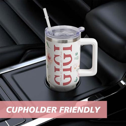 Gigi 40oz Insulated Travel Tumbler with Handle & Straw - Grandma Gift