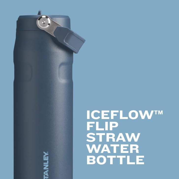 Stanley IceFlow Water Bottle 24 oz - Insulated Stainless Steel with Built-In Straw | Lightweight & Leak Resistant | Twilight