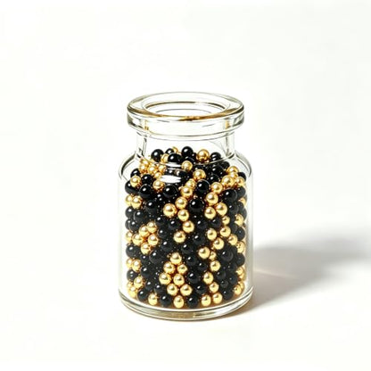 400Pcs 10mm Black and Gold No Hole Pearl Beads for Vase Fillers DIY Crafts