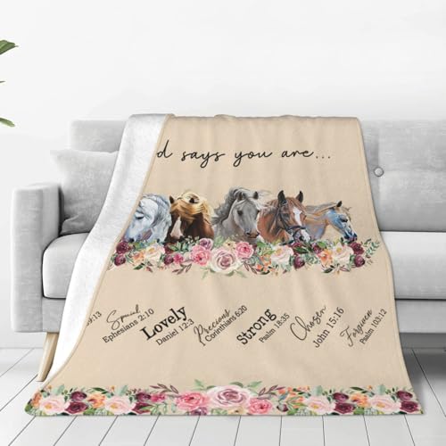 God Says You Are Horse Decor Throw Blanket - Horse-3 60x80 Plush Fleece