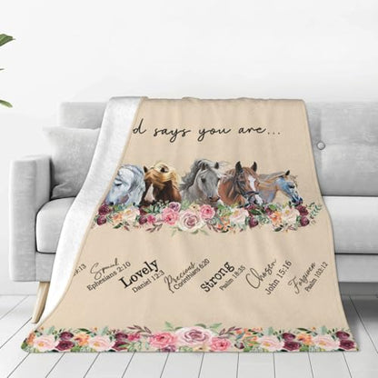 God Says You Are Horse Decor Throw Blanket - Horse-3 60x80 Plush Fleece