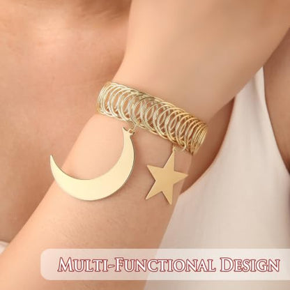 Metal Moon Star Curtain Tiebacks No Drill 2 Pack - Adjustable Spring Closure Decorative Holdbacks