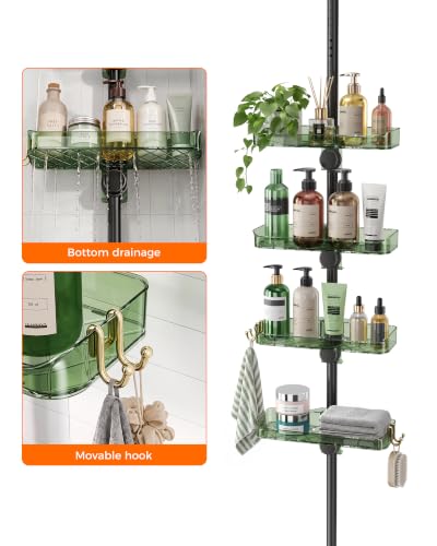 Bathroom Shower Caddy Tension Pole Organizer Green-Black Variation