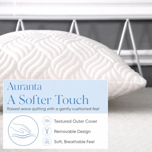 Queen Size Set of 2 Shredded Memory Foam Pillows - White, U.S. Standard