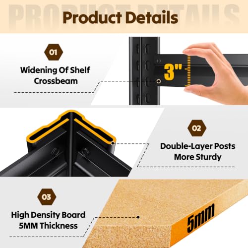 Adjustable 5-Tier Garage Storage Shelves - 32x14x71 Inches, Wide Shelving Unit