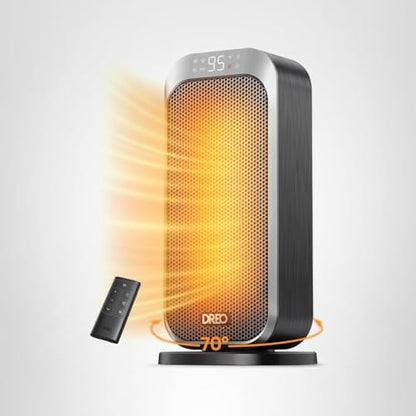 DREO Quiet Space Heater, 1500W Portable Heaters for Indoor Use with Remote, 70° Oscillation, Fast and Safety Electric PTC Ceramic for Desk Office Bedroom, 12H Timer