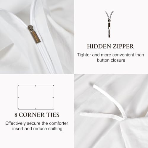 White King Size Cotton Duvet Cover - 100% Natural Breathable Bedding