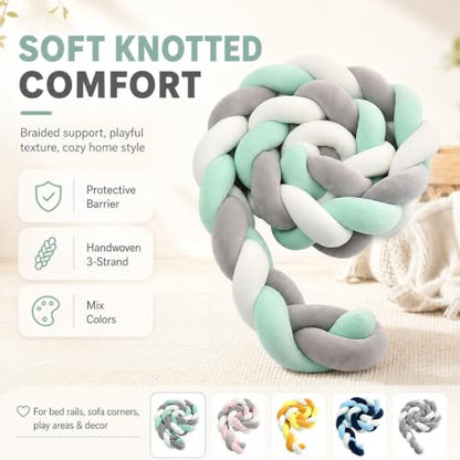 Knotted Braided Floor Cushion - Handmade 3-Strand Round Boho Pillow for Living Room & Bedroom Decor