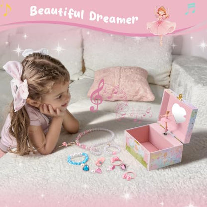 ProCase Musical Ballerina Jewelry Box for Girls - Spinning Ballet Figurine, Compact Storage