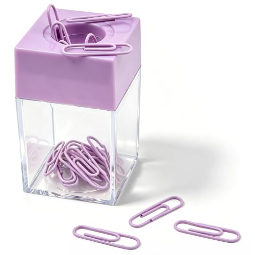 Large Capacity Magnetic Paper Clip Dispenser Organizer - Purple