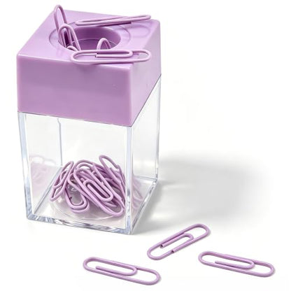 Large Capacity Magnetic Paper Clip Dispenser Organizer - Purple