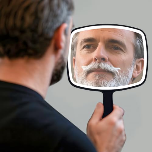 Black 2-Pack Handheld Makeup Mirrors 10.5 Inch Portable Vanity with Hanging Hole