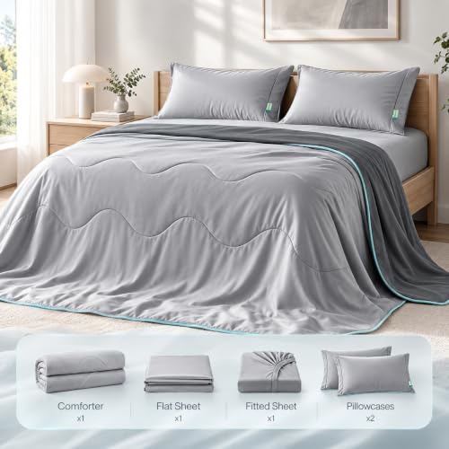 Queen Cooling Comforter Set - 5 Pieces All-In-One Sleep Bedding