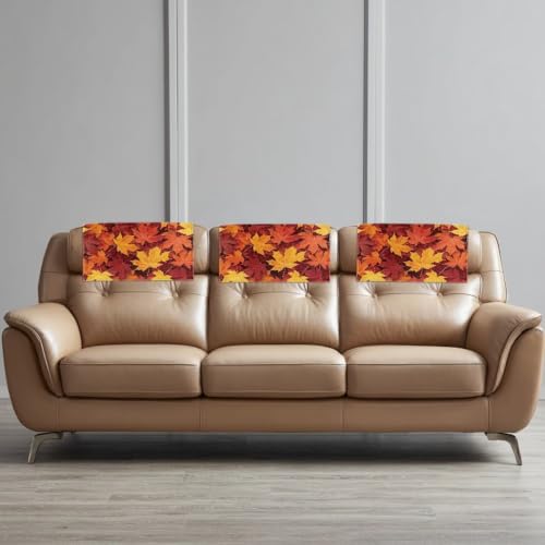 Maple Leaf Sofa Headrest Cover Non-Slip Fitted 27x17 Inch for Living Room & Bedroom - Autumn Decor