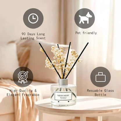 Eucalyptus Reed Diffuser Set - 6.7 Fl Oz Aromatherapy Oil with 8 Reed Sticks - Home Fragrance for Bathroom & Decor