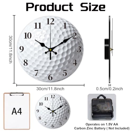 Golf Wall Clock Silent Non-Ticking 12 Inch - Golf Ball Texture Decor - Variation of THIS listing