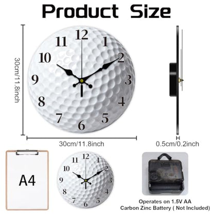Golf Wall Clock Silent Non-Ticking 12 Inch - Golf Ball Texture Decor - Variation of THIS listing