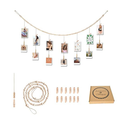 4ft Nature Beads Garland with Clothespins for Photo Display - Variation of THIS listing