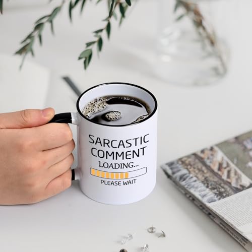 Funny Sarcastic Coffee Mug Two Tone - Loading Comment Gift for Men Women Boss Colleagues 11 Oz