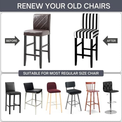 Aruzdey Black and White Stripe Bar Stool Covers Set of 4 - Stretch Washable Counter Height Chair Covers