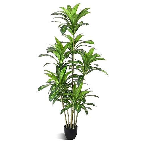 6Ft Artificial Dracaena Fragrans Tree - Faux Indoor Outdoor Plant with 8 Heads