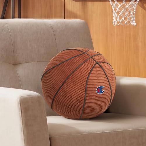 Champion Basketball Round Corduroy Decorative Pillow - Orange, 12"